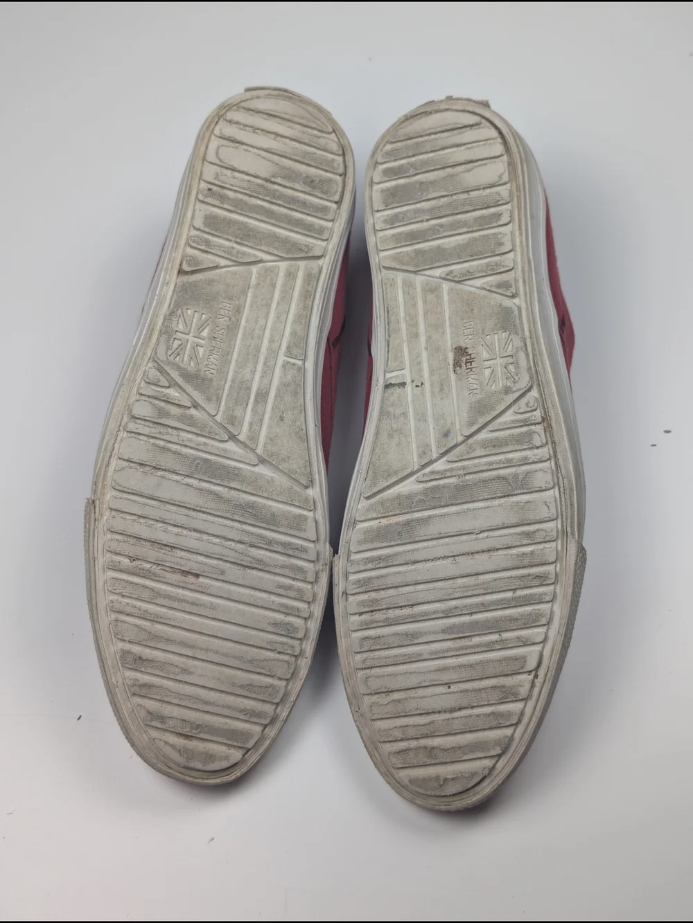 Ben Sherman Mens Canvas Low Top Sneakers Brick Red Lace Up Shoes Size 10